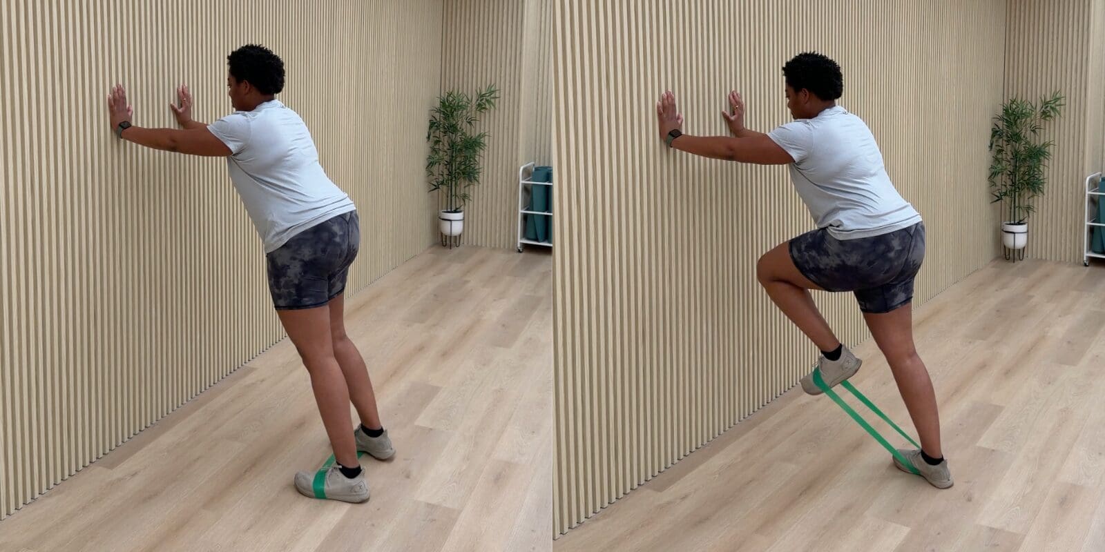 person performing banded march for anterior pelvic tilt